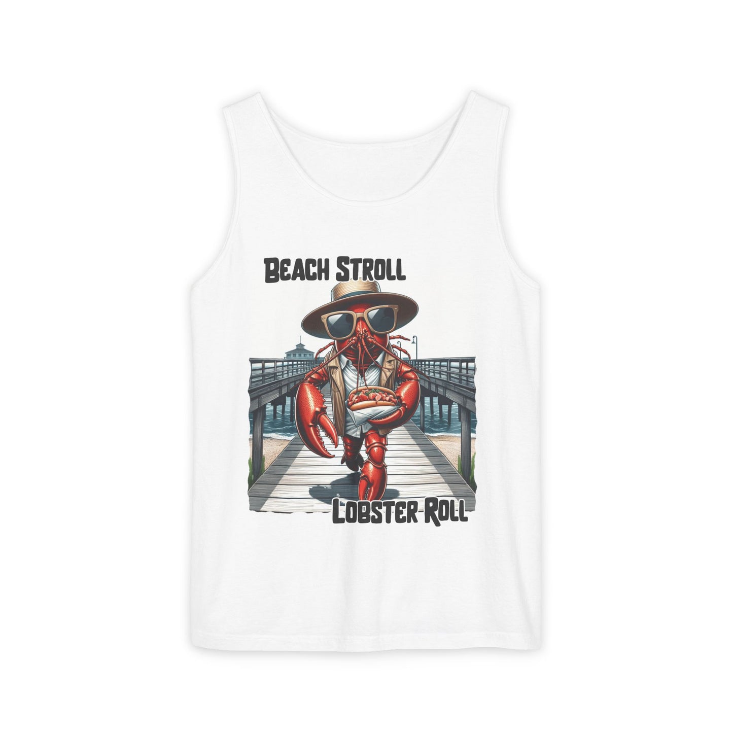 Beach Stroll Lobster Roll – Funny Unisex Tank Top | Lobster Graphic Shirt | Coastal Summer Humor | Comfort Colors Tank