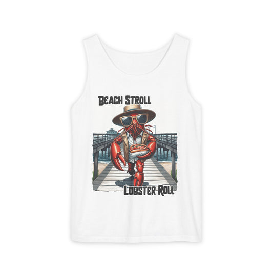 Beach Stroll Lobster Roll – Funny Unisex Tank Top | Lobster Graphic Shirt | Coastal Summer Humor | Comfort Colors Tank