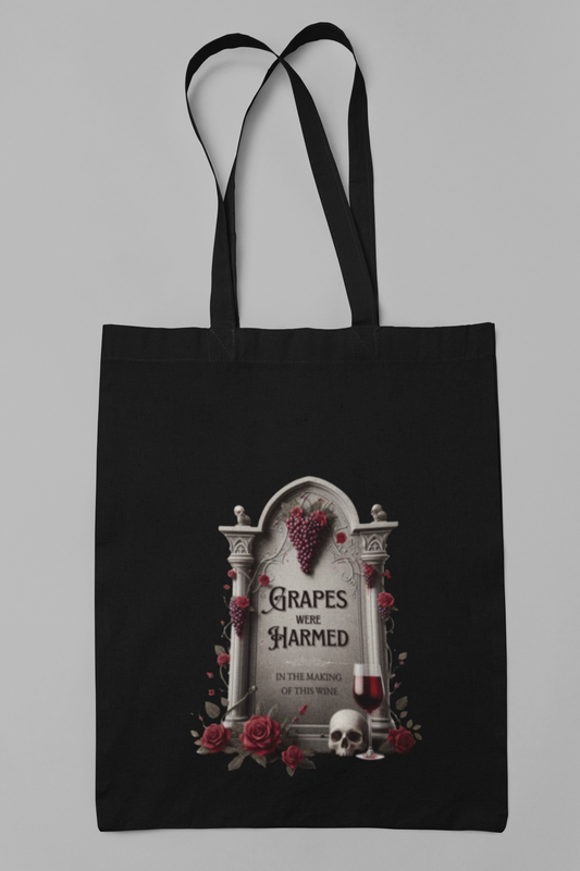 Grapes Were Harmed – Funny Wine Lover Tote Bag | Cheeky Grape Graphic | Sarcastic Gift