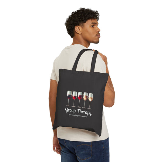 Group Therapy – Funny Wine Tote Bag | Social Sips Design | Perfect Gift for Wine Nights
