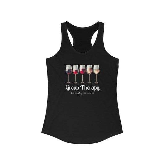 Group Therapy – Funny Wine Tank Top | Matching Shirt for Wine Nights | Friends, Bottles, and Coping Skills