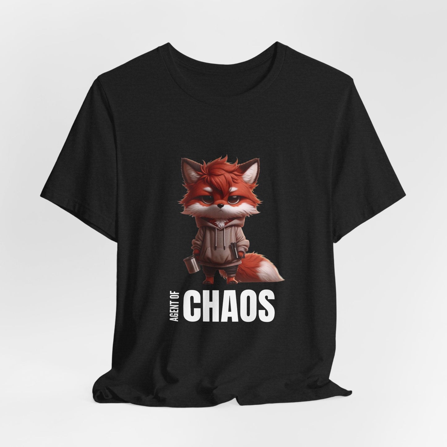 Agent of Chaos – Fox Hoodie Graphic Tee | Funny Unisex Shirt for Hustlers, Creators & Coffee - Driven Mayhem - TheWishBug