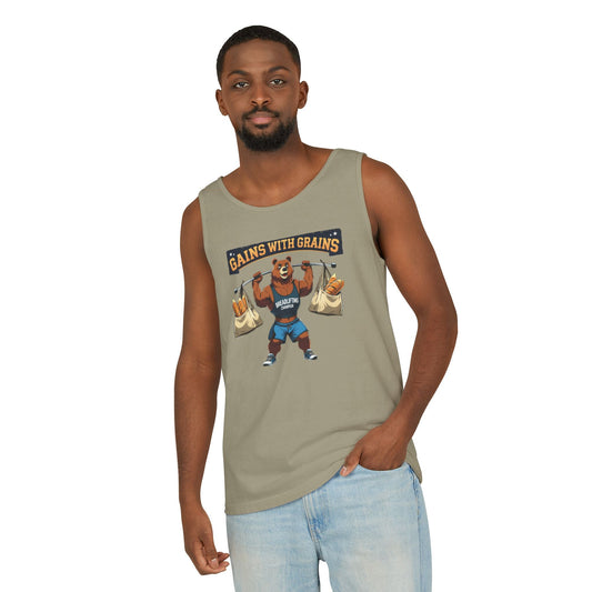 Breadlifting Champion – Funny Gym Tank Top | Gains With Grains Muscle Bear Shirt | Fitness & Carb Lover Workout Humor - TheWishBug