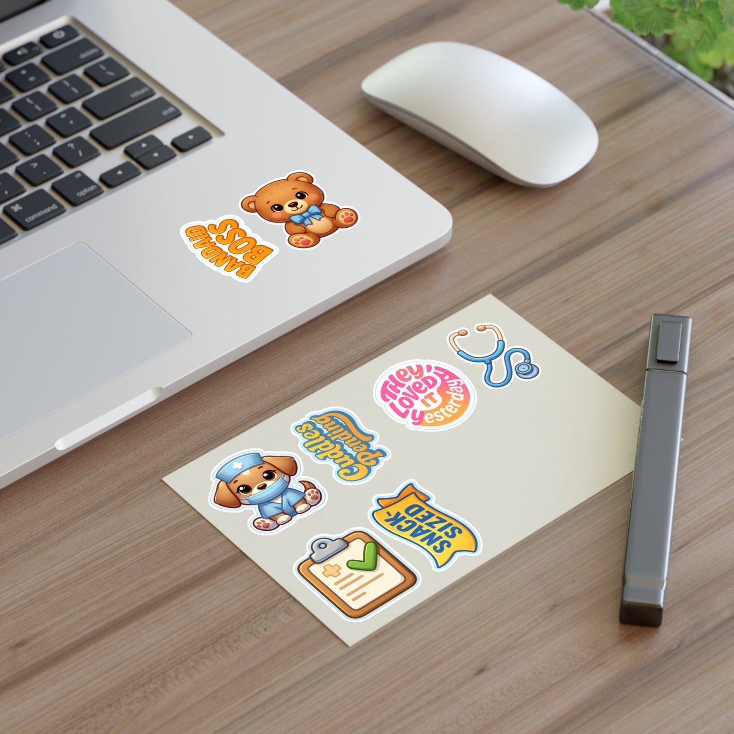 Caregiver Sticker Sheet – Emotional Support Puppy Edition | Funny Nurse & Healthcare Vinyl Stickers | Cute Sarcastic Appreciation Gifts - TheWishBug
