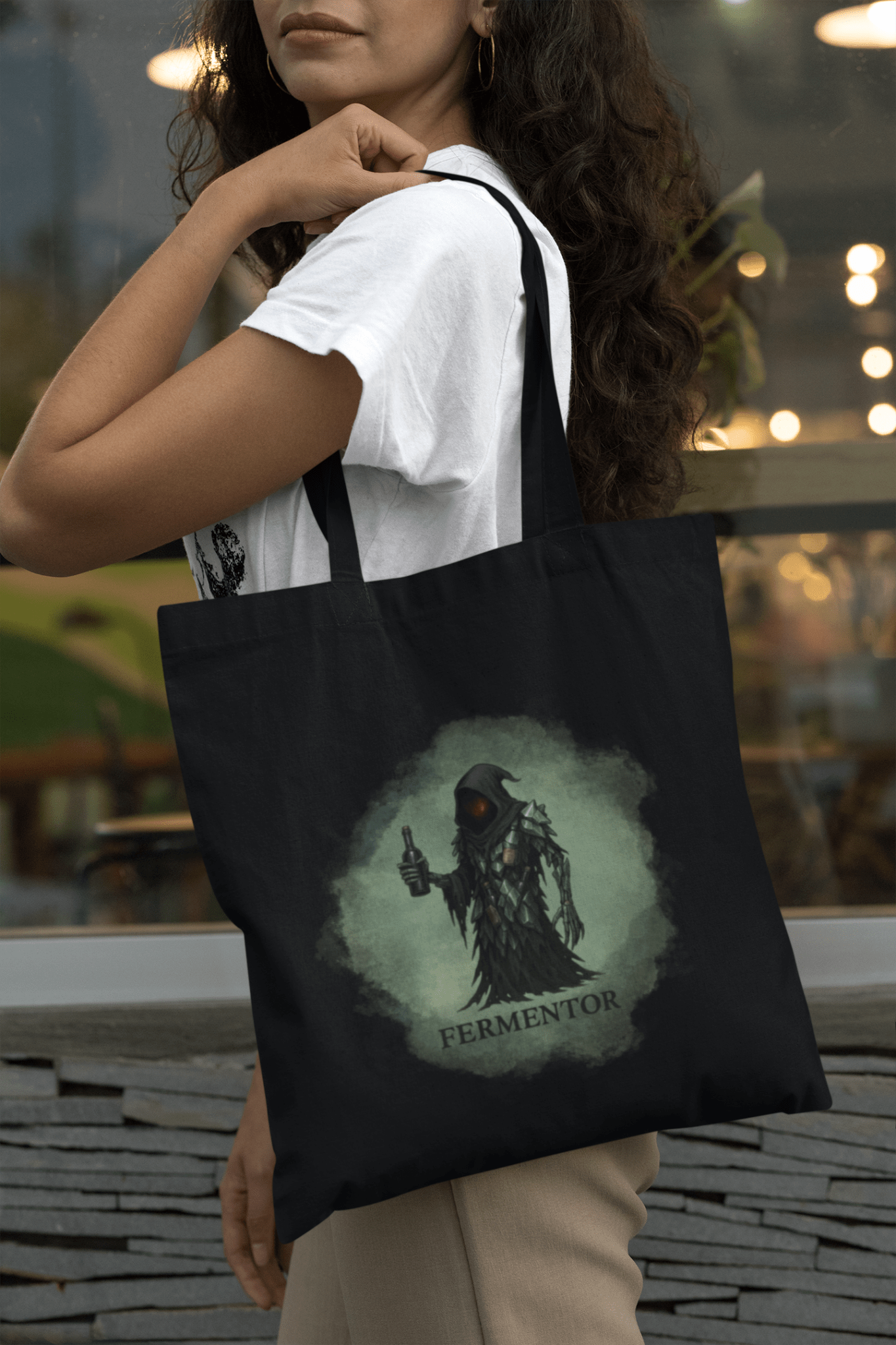 Fermentor – Dark Fantasy Wine Tote Bag | Cult of Grape Humor Carryall | Druid of Drinks Reusable Market Tote - TheWishBug