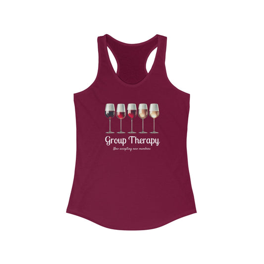 Group Therapy – Funny Wine Tank Top | Matching Shirt for Wine Nights | Friends, Bottles, and Coping Skills - TheWishBug