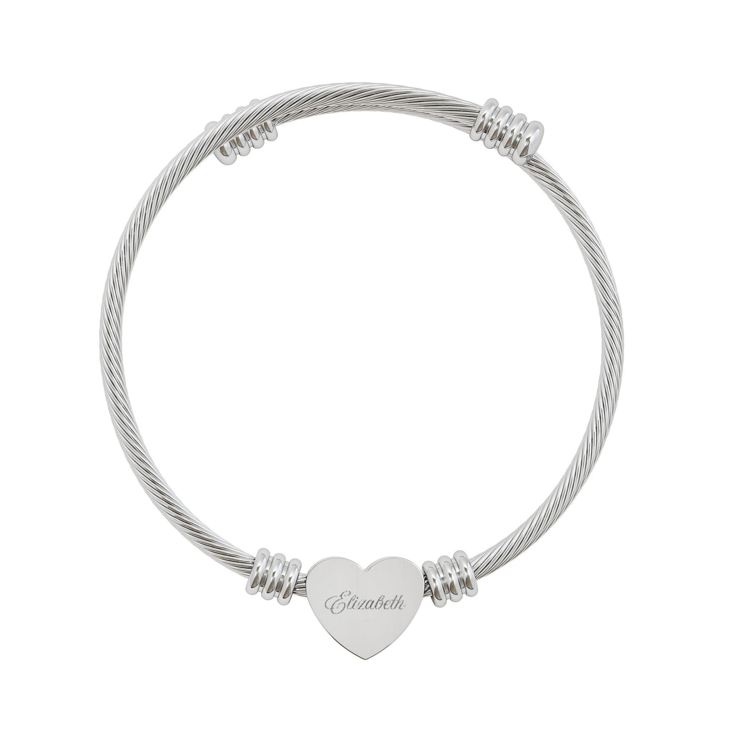 Heart Cuff Bracelet – Personalized Engraved Charm, A dainty engravable heart cuff bracelet, engraved bracelet - WishBug