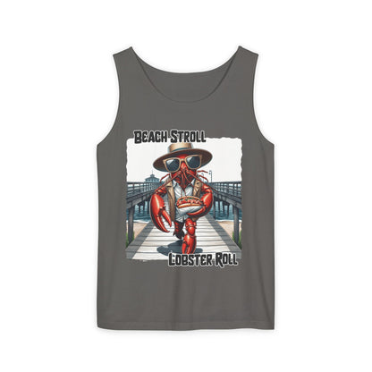 Beach Stroll Lobster Roll – Funny Unisex Tank Top | Lobster Graphic Shirt | Coastal Summer Humor | Comfort Colors Tank