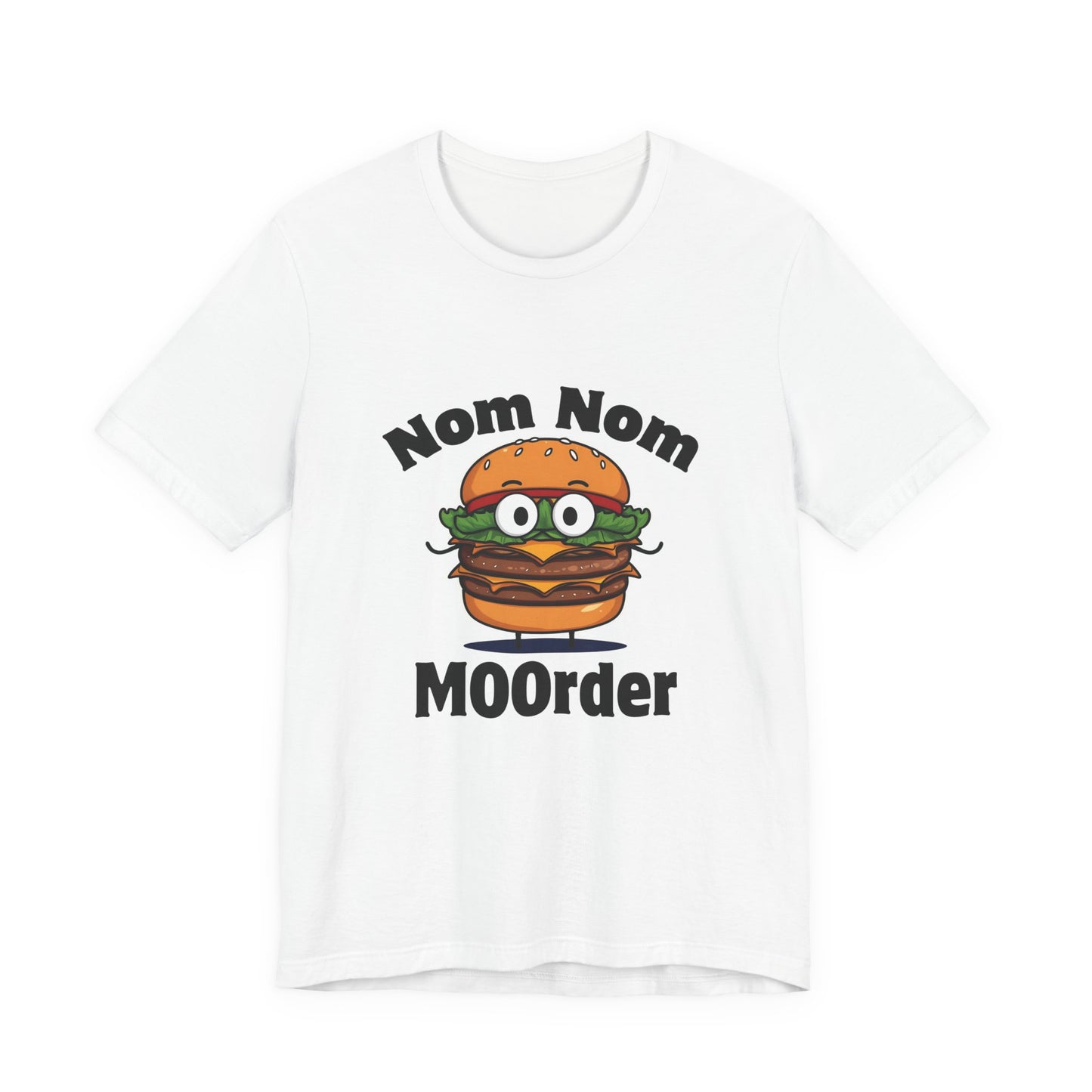 Nom Nom MOOrder – Funny Unisex T-Shirt | Burger Graphic Tee | Grilling Humor Shirt | Backyard BBQ Style Tee