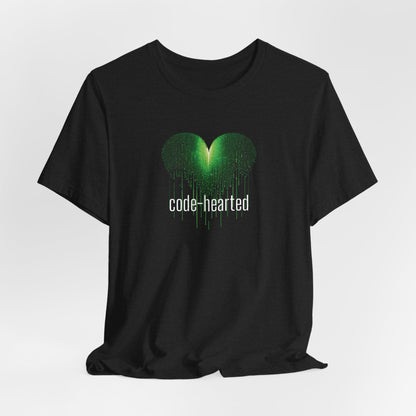 Code-Hearted – Binary Heart T-Shirt for Programmers | Funny Nerdy Tech Tee | Developer Valentine or Geek Love Gift