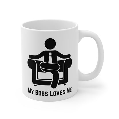 My Boss Loves Me (And Other Lies I Tell Myself) – Funny Work Mug | Sarcastic Office Humor Gift | Coffee Cup for Surviving Corporate Delusion
