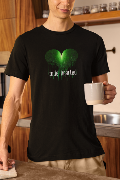 Code-Hearted – Binary Heart T-Shirt for Programmers | Funny Nerdy Tech Tee | Developer Valentine or Geek Love Gift