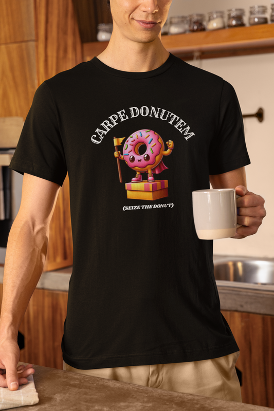 Carpe Donutem – Funny Unisex T-Shirt | Seize the Donut Shirt | Donut Lover Tee | Sweet Tooth Humor Shirt for Adults