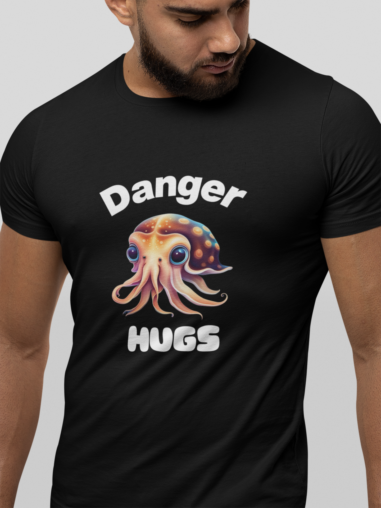 Danger Hugs – Funny Unisex T-Shirt | Cephalopod Humor Tee | Cuttlefish Graphic Shirt | Hug With Caution Apparel