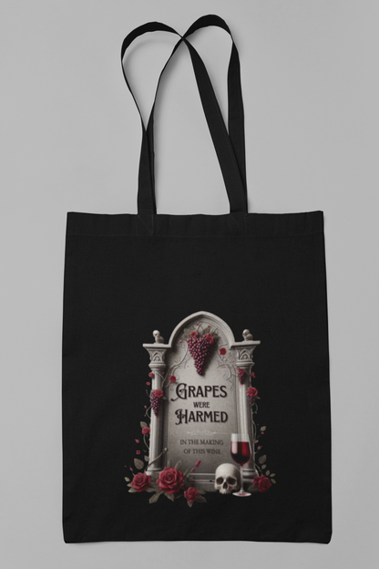 Grapes Were Harmed – Funny Wine Lover Tote Bag | Cheeky Grape Graphic | Sarcastic Gift