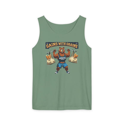 Breadlifting Champion – Funny Gym Tank Top | Gains With Grains Muscle Bear Shirt | Fitness & Carb Lover Workout Humor