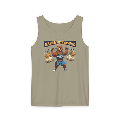 Breadlifting Champion – Funny Gym Tank Top | Gains With Grains Muscle Bear Shirt | Fitness & Carb Lover Workout Humor