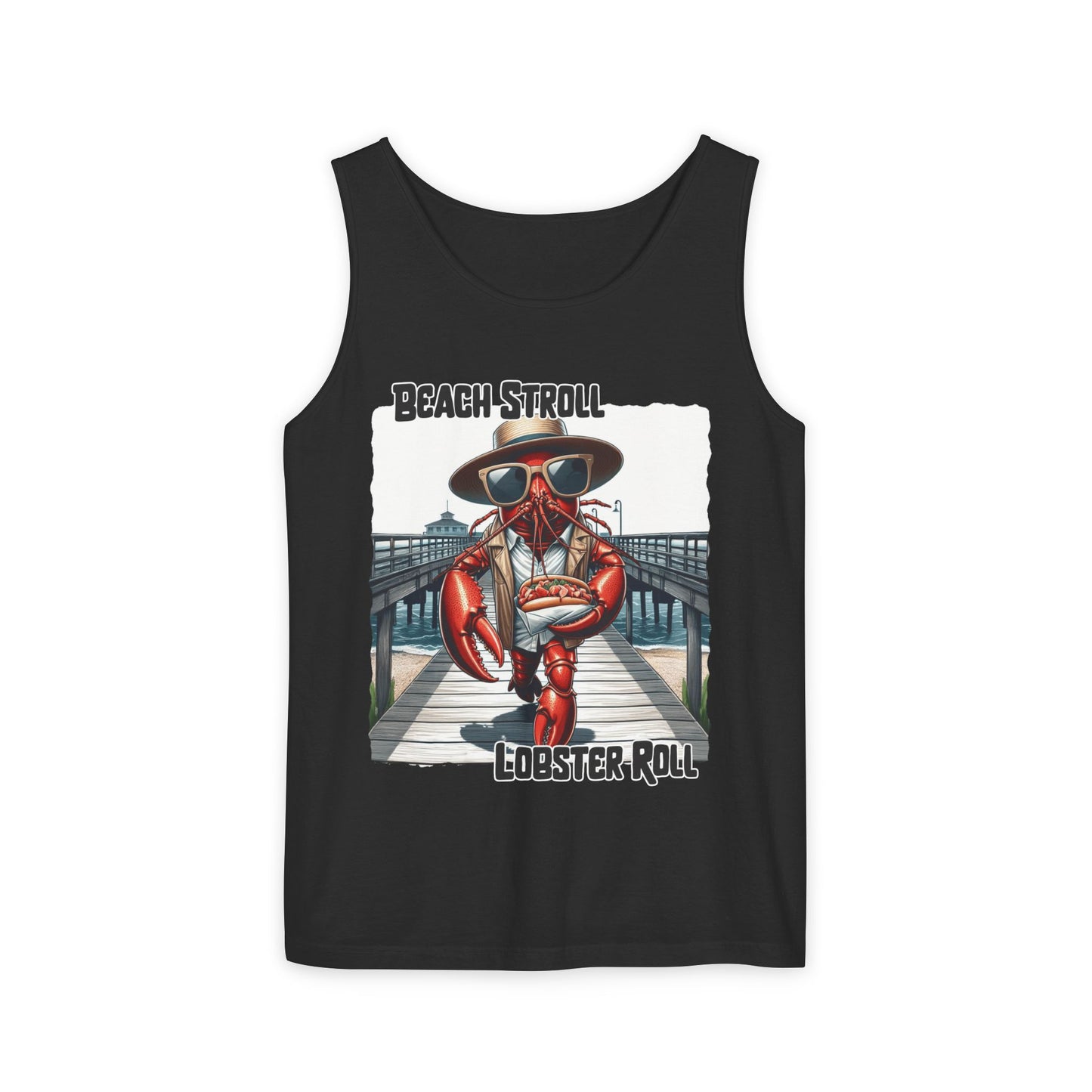 Beach Stroll Lobster Roll – Funny Unisex Tank Top | Lobster Graphic Shirt | Coastal Summer Humor | Comfort Colors Tank