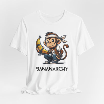 BANANARCHY – Funny Unisex T-Shirt | Monkey with Banana Graphic | Chaotic Fruit Humor Tee - WishBug