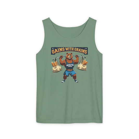 Breadlifting Champion – Funny Gym Tank | Gains With Grains Muscle Bear Shirt | Fitness & Carb Lover Workout Humor - WishBug
