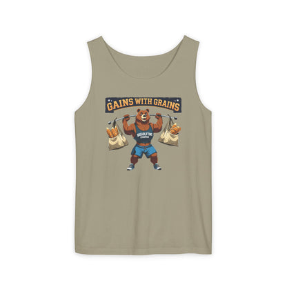 Breadlifting Champion – Funny Gym Tank | Gains With Grains Muscle Bear Shirt | Fitness & Carb Lover Workout Humor - WishBug
