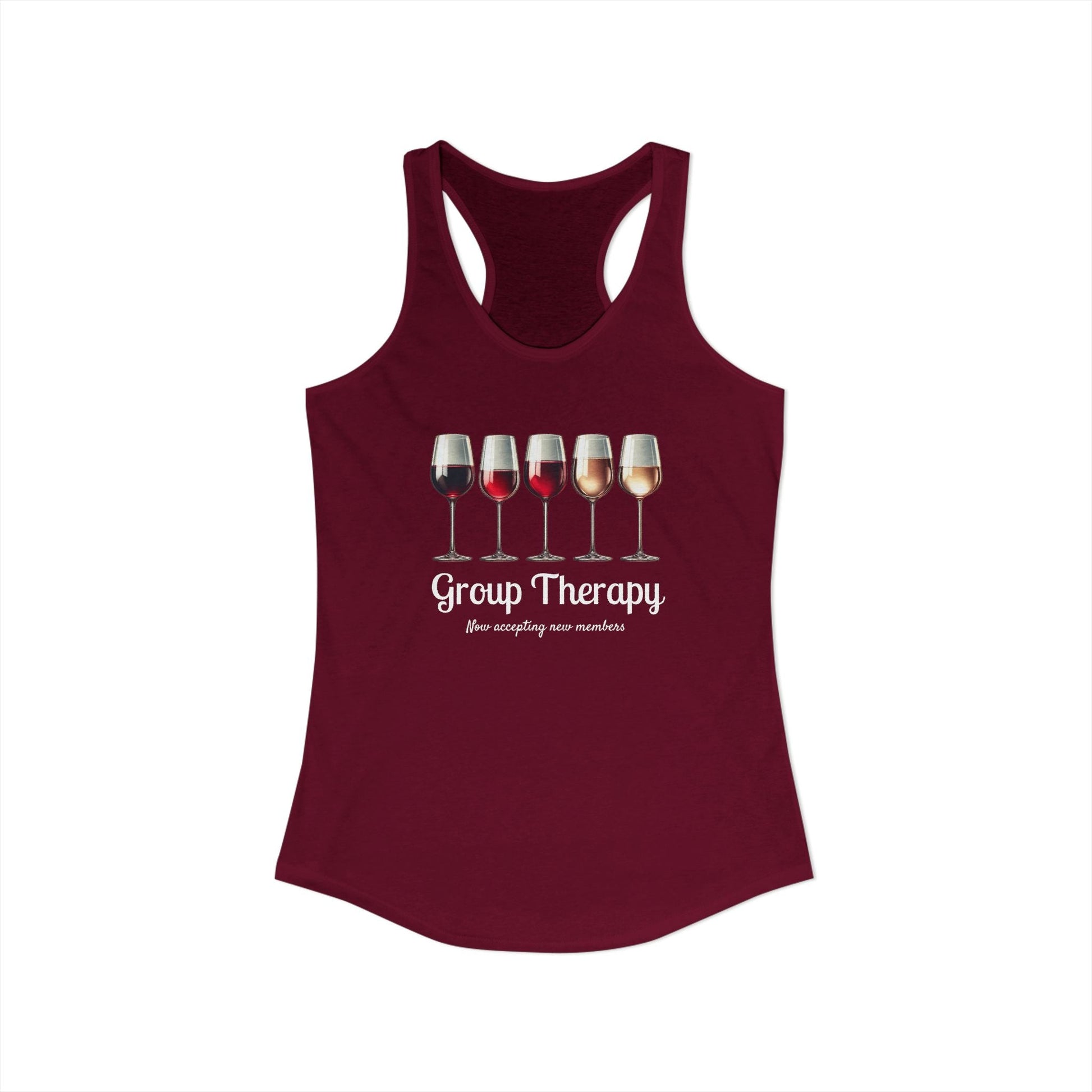 Group Therapy – Funny Wine Tank Top | Matching Shirt for Wine Nights | Friends, Bottles, and Coping Skills - WishBug
