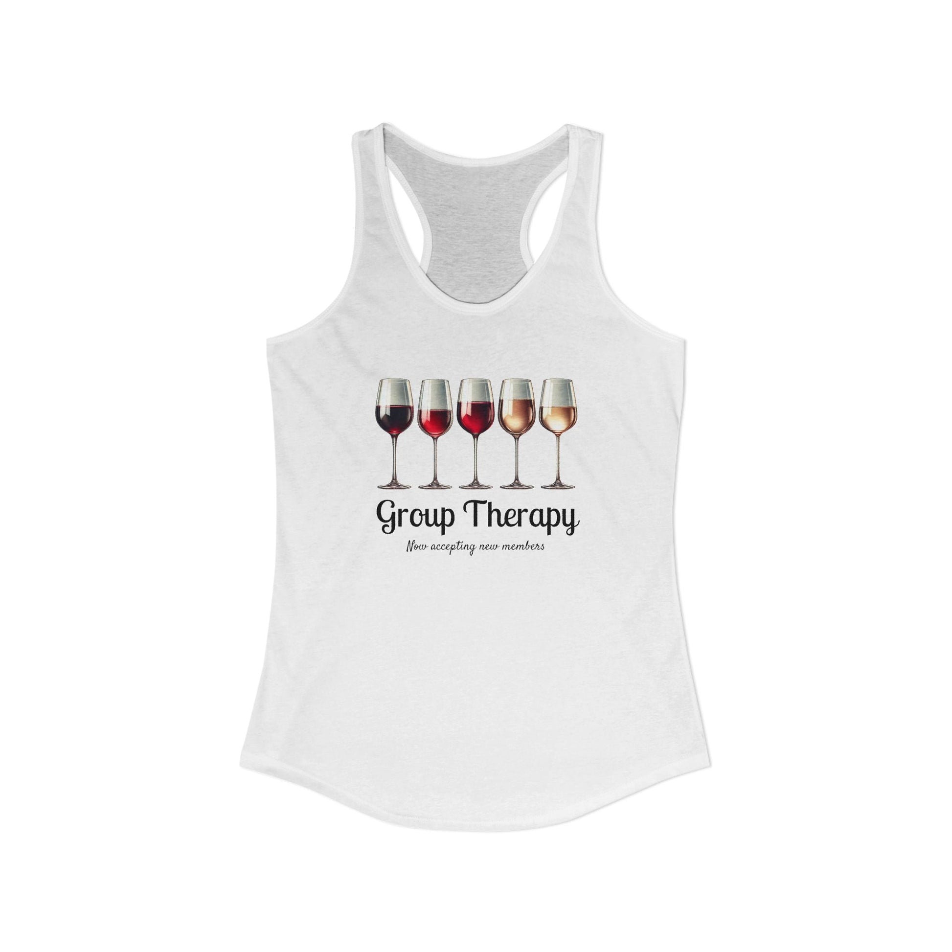 Group Therapy – Funny Wine Tank Top | Matching Shirt for Wine Nights | Friends, Bottles, and Coping Skills - WishBug