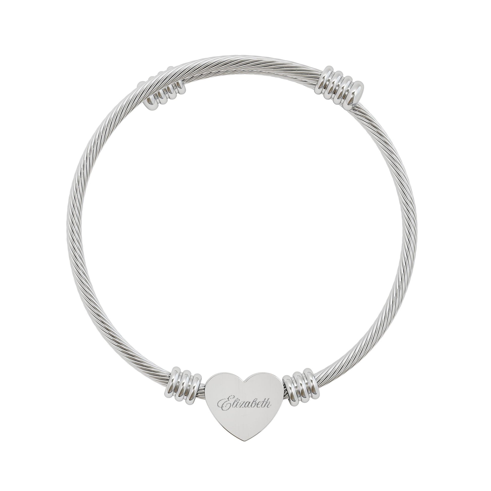 Heart Cuff Bracelet – Personalized Engraved Charm, A dainty engravable heart cuff bracelet, engraved bracelet - WishBug