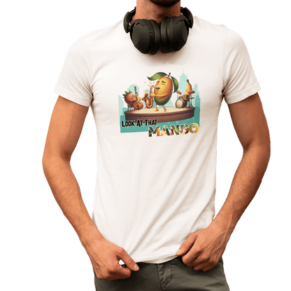 Look at That Mango – Funny Unisex T-Shirt | Jazz Fruit Graphic Tee | Musical Pun Shirt | Tropical Humor Apparel - TheWishBug