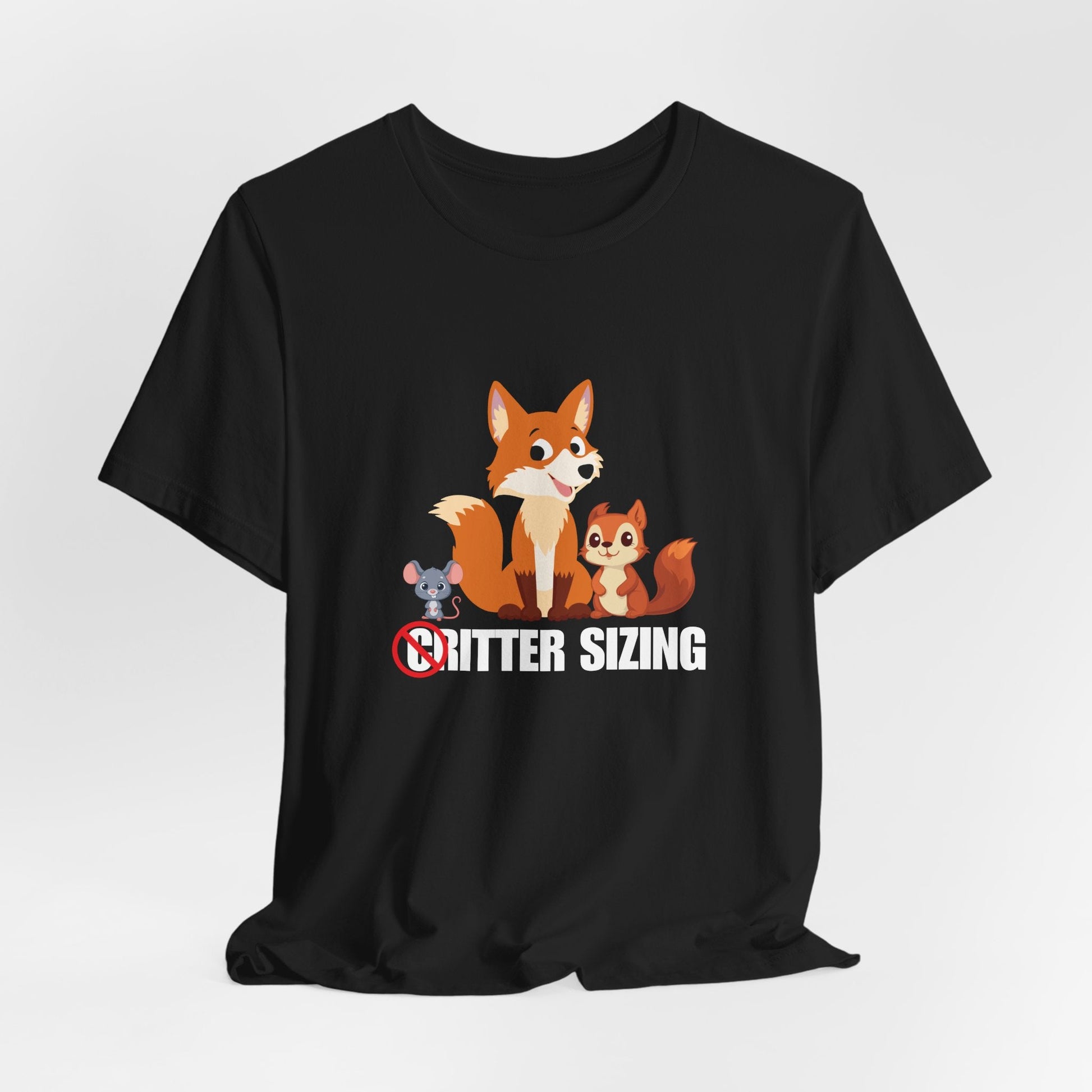 No Critter Sizing – No Judging Cute Animal Graphic Tee | Clever Forest Animal Wordplay Shirt | Anti-Criticism Humor - WishBug