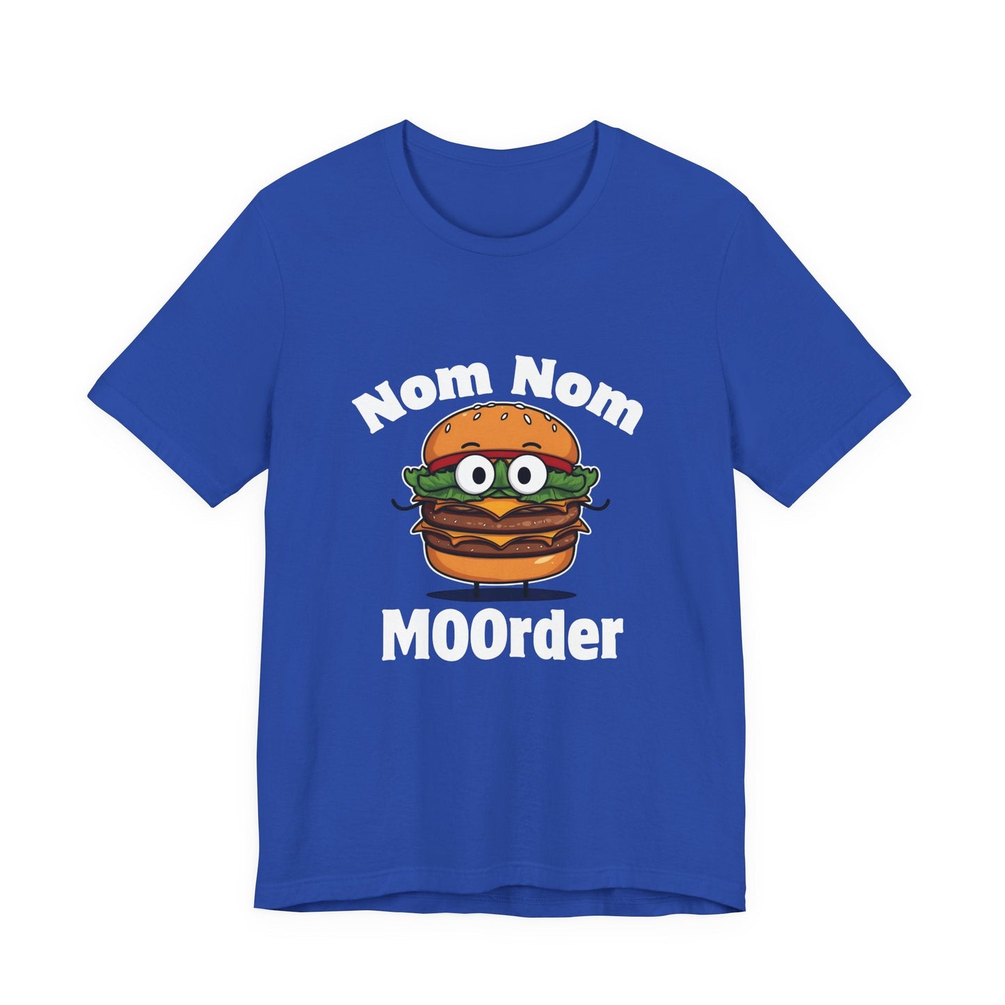 Nom Nom MOOrder – Funny Unisex T-Shirt | Burger Graphic Tee | Grilling Humor Shirt | Backyard BBQ Style Tee - TheWishBug