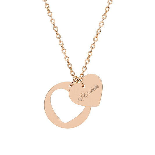 Personalized Heart Cutout Necklace – Engravable Name Pendant - engraved necklace - WishBug