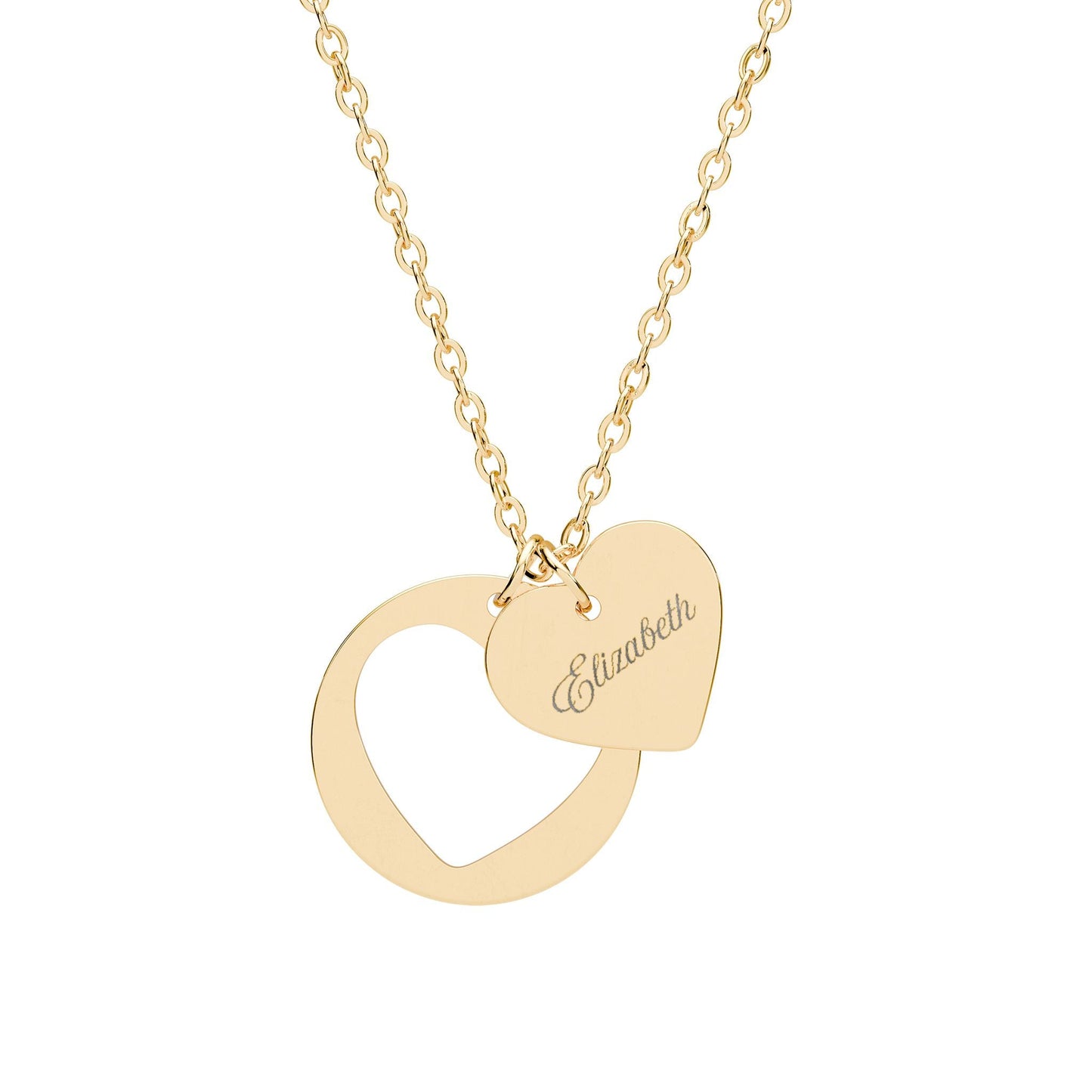 Personalized Heart Cutout Necklace – Engravable Name Pendant - engraved necklace - WishBug