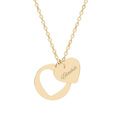 Personalized Heart Cutout Necklace – Engravable Name Pendant - engraved necklace - WishBug