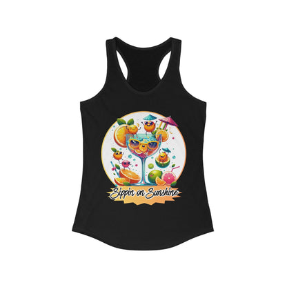 Sippin on Sunshine – Funny Women's Racerback Tank | Citrus Cocktail Tank Top | Summer Drink Shirt | Bright & Breezy Humor - TheWishBug