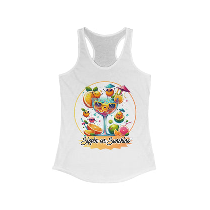 Sippin on Sunshine – Funny Women's Racerback Tank | Citrus Cocktail Tank Top | Summer Drink Shirt | Bright & Breezy Humor - TheWishBug