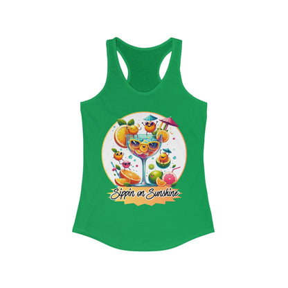 Sippin on Sunshine – Funny Women's Racerback Tank | Citrus Cocktail Tank Top | Summer Drink Shirt | Bright & Breezy Humor - TheWishBug