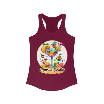 Sippin on Sunshine – Funny Women's Racerback Tank | Citrus Cocktail Tank Top | Summer Drink Shirt | Bright & Breezy Humor - TheWishBug