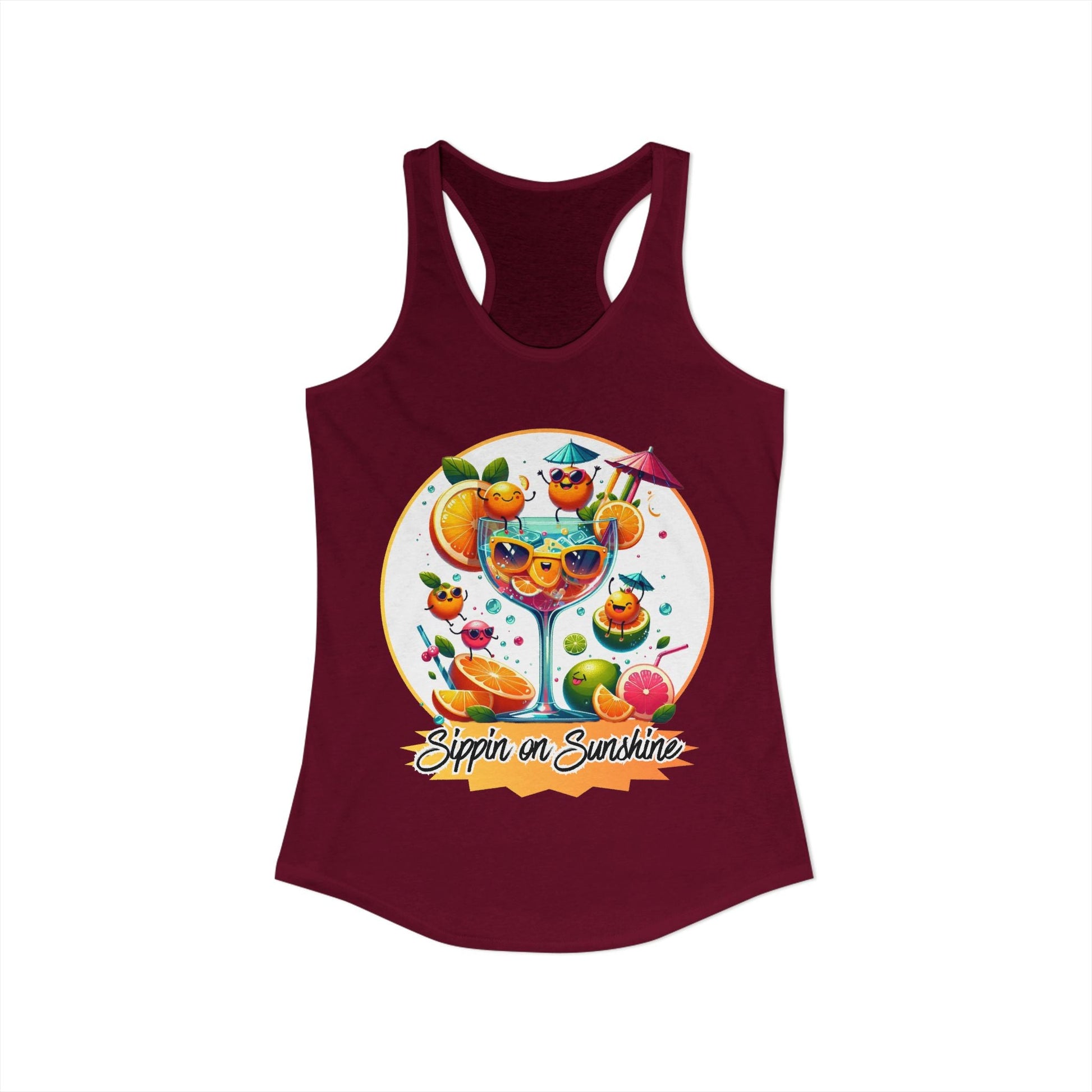 Sippin on Sunshine – Summer Cocktail Women's Racerback Tank | Citrus Cocktail Tank Top | Summer Drink Shirt - WishBug