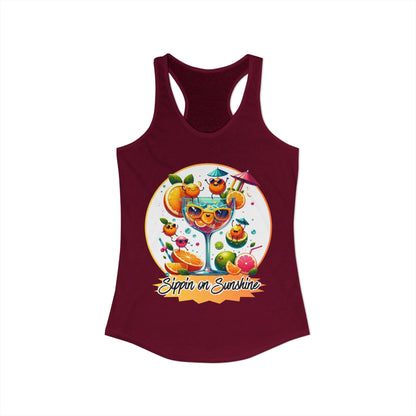 Sippin on Sunshine – Summer Cocktail Women's Racerback Tank | Citrus Cocktail Tank Top | Summer Drink Shirt - WishBug