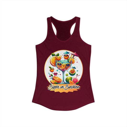 Sippin on Sunshine – Summer Cocktail Women's Racerback Tank | Citrus Cocktail Tank Top | Summer Drink Shirt - WishBug