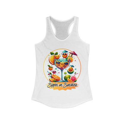 Sippin on Sunshine – Summer Cocktail Women's Racerback Tank | Citrus Cocktail Tank Top | Summer Drink Shirt - WishBug