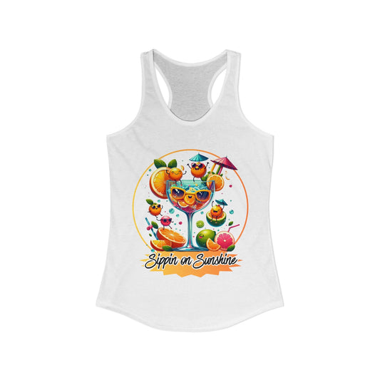 Sippin on Sunshine – Summer Cocktail Women's Racerback Tank | Citrus Cocktail Tank Top | Summer Drink Shirt - WishBug
