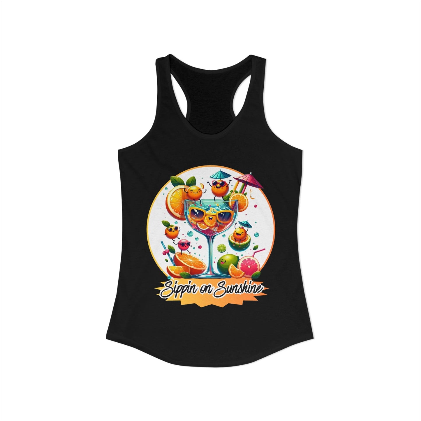 Sippin on Sunshine – Summer Cocktail Women's Racerback Tank | Citrus Cocktail Tank Top | Summer Drink Shirt - WishBug
