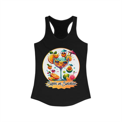 Sippin on Sunshine – Summer Cocktail Women's Racerback Tank | Citrus Cocktail Tank Top | Summer Drink Shirt - WishBug