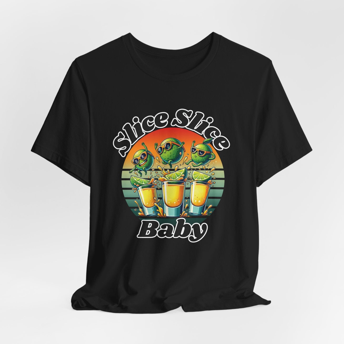 Slice Slice Baby – Funny Tequila Summer T-Shirt | Retro Lime Design | Party Shirt for Adults | Cocktail Tee - WishBug