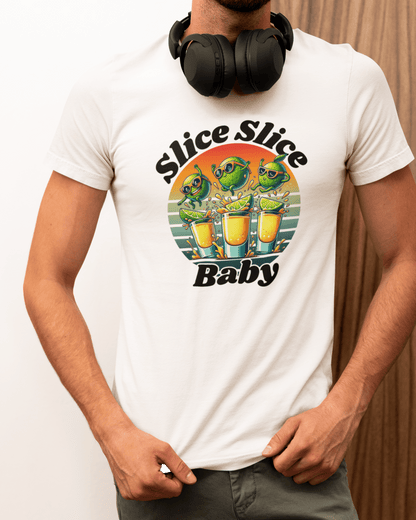 Slice Slice Baby – Funny Tequila T-Shirt | Retro Lime Design | Party Shirt for Adults | Cocktail Tee - TheWishBug